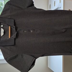 CLOVER by Bobby Jones, Polo narrow Stripes, Tan on Black, collar, Golf, Sporty M
